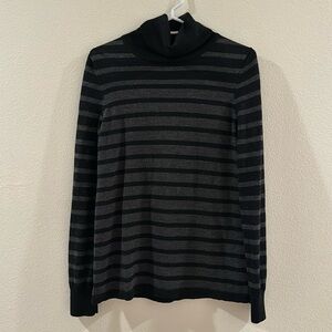 Black and Gray Stripes Turtleneck Sweater